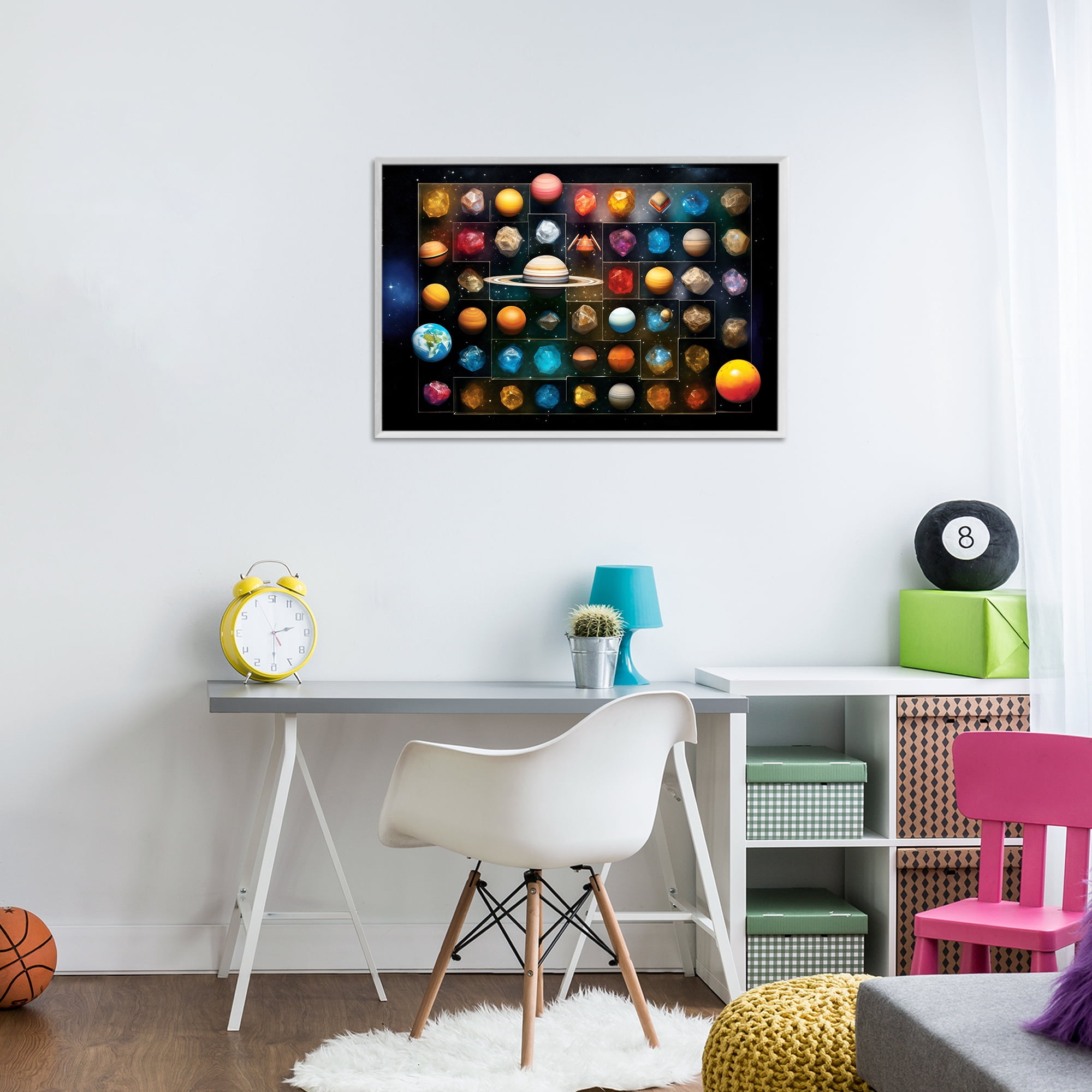 Stupell Industries Celestial Gems & Planets White Framed Giclee Art, design by Ray Powers