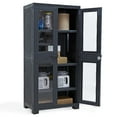 thumbnail image 6 of Sunnydaze Lockable Adjustable 48.75" Plastic 3-Shelf Freestanding Garage Storage Cabinet, Charcoal, 6 of 8
