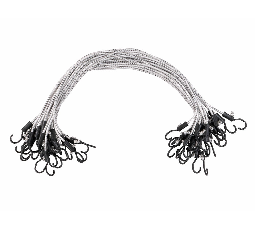 (250 Pcs) 48” Heavy Duty Adjustable Bungee Cords with hook - Polypropylene (PP) Bungee Cords for Outdoor Camping, Household - Extendable upto 72 inches