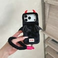 thumbnail image 5 of Fluffy Devil Design Anti-Fall Protective Case for iPhone 17 Pro Max, Soft Warm Grip, Detachable Wrist Strap, Cute Gothic Style for Halloween Gifts,Black, 5 of 7