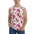 thumbnail image 3 of Uemuo Lilies Flowers Pattern Men's Sleeveless T-Shirt,Muscle Athletic Tank Top, Moisture-wicking Quick-dry Breathable Classic Tee Top for Gym Run Outdoor Sports-Small, 3 of 8