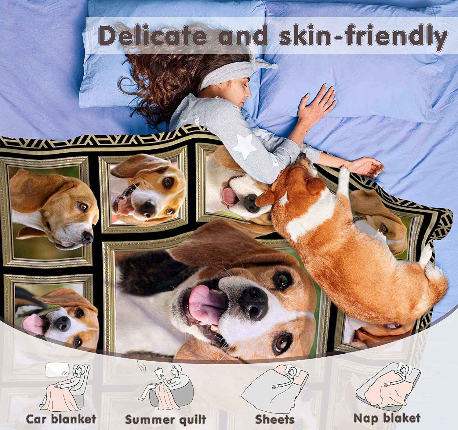 Beagle Blanket for Women Men Kids, Beagle Gifts for Beagle Dog Lover, Super Soft Fuzzy Dog Throw Blanket Beagles Decor Plush Gift for Birthday Christmas 50x60 inch