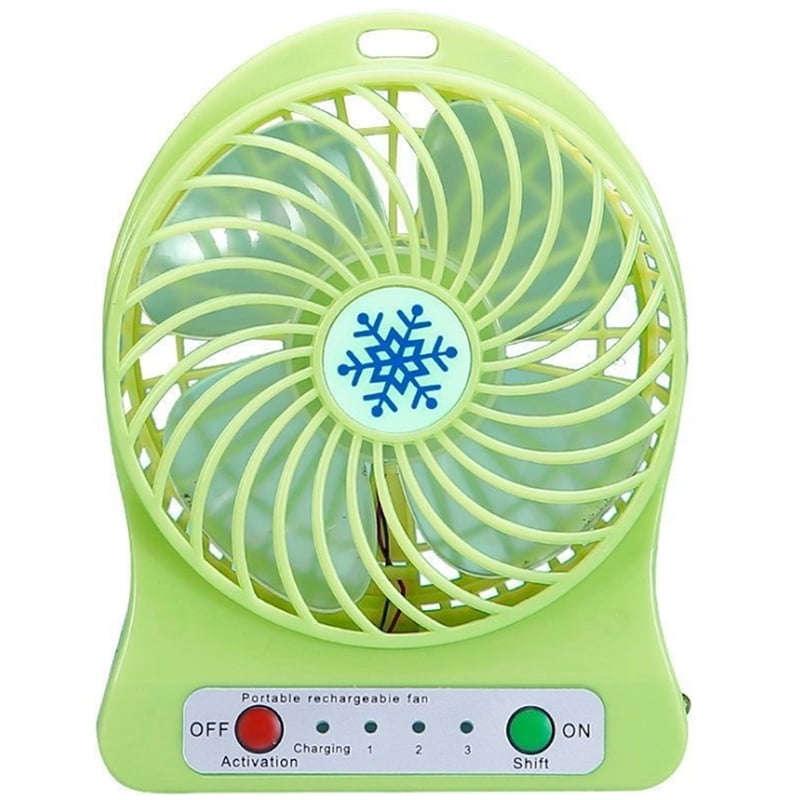 Color : Green YUN&DSC Small Fan Portable USB Handheld Mini Rechargeable Portable Primary School Dormitory Bedroom Desk 