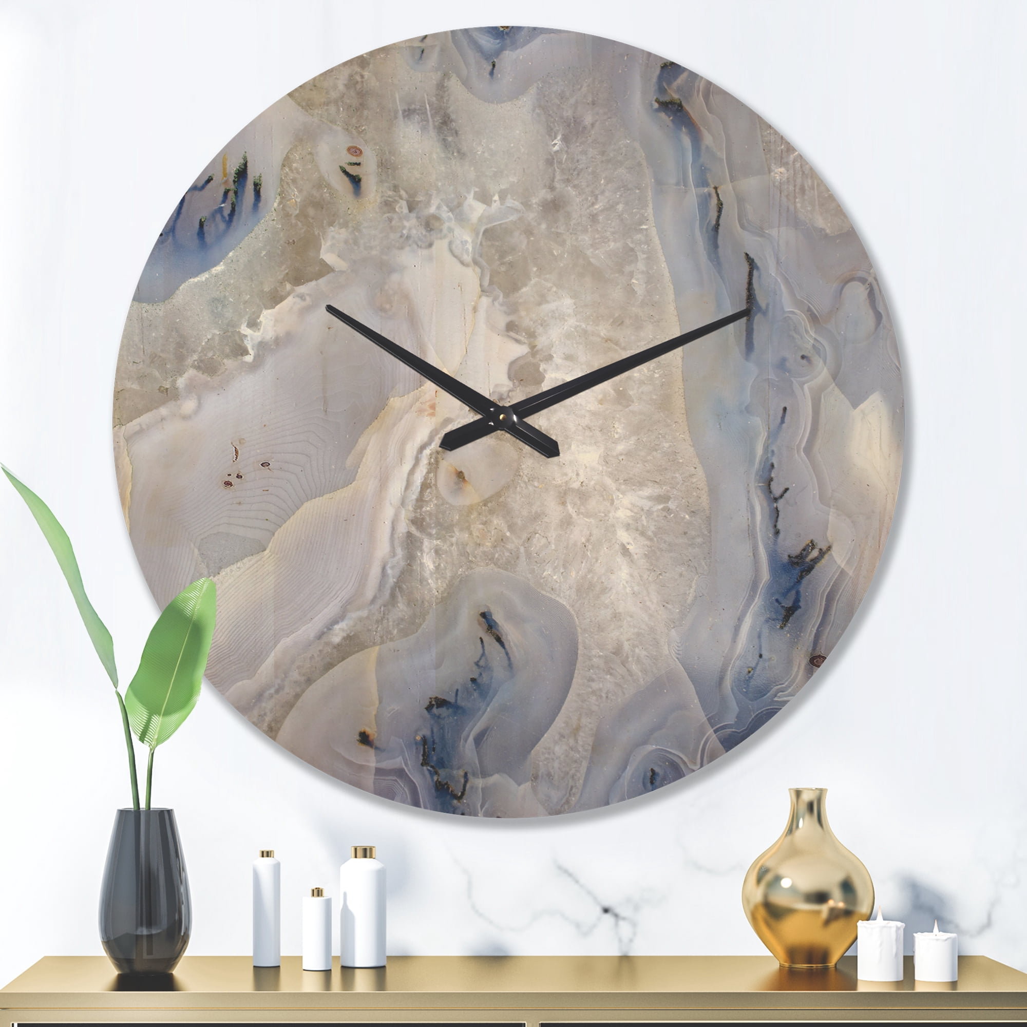 Designart 'Close Up Agate Stone ' Modern Wood Wall Clock