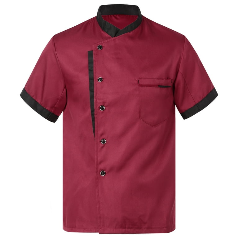 MSemis Men s Short Sleeve Button Chef Coat Jacket Kitchen Cook