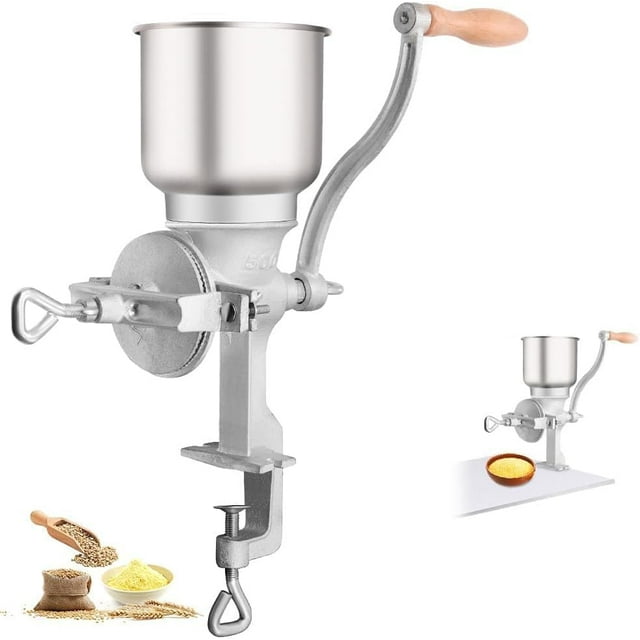Molino de Maiz, Molinillo de Maíz con Tolva Baja, Molinillo de Maíz de Hierro Fundido, Molino Portátil para Maíz, Frijoles de Café, Trigo, Nueces, Hierbas, Ajustable para Uso Doméstico en la Cocina