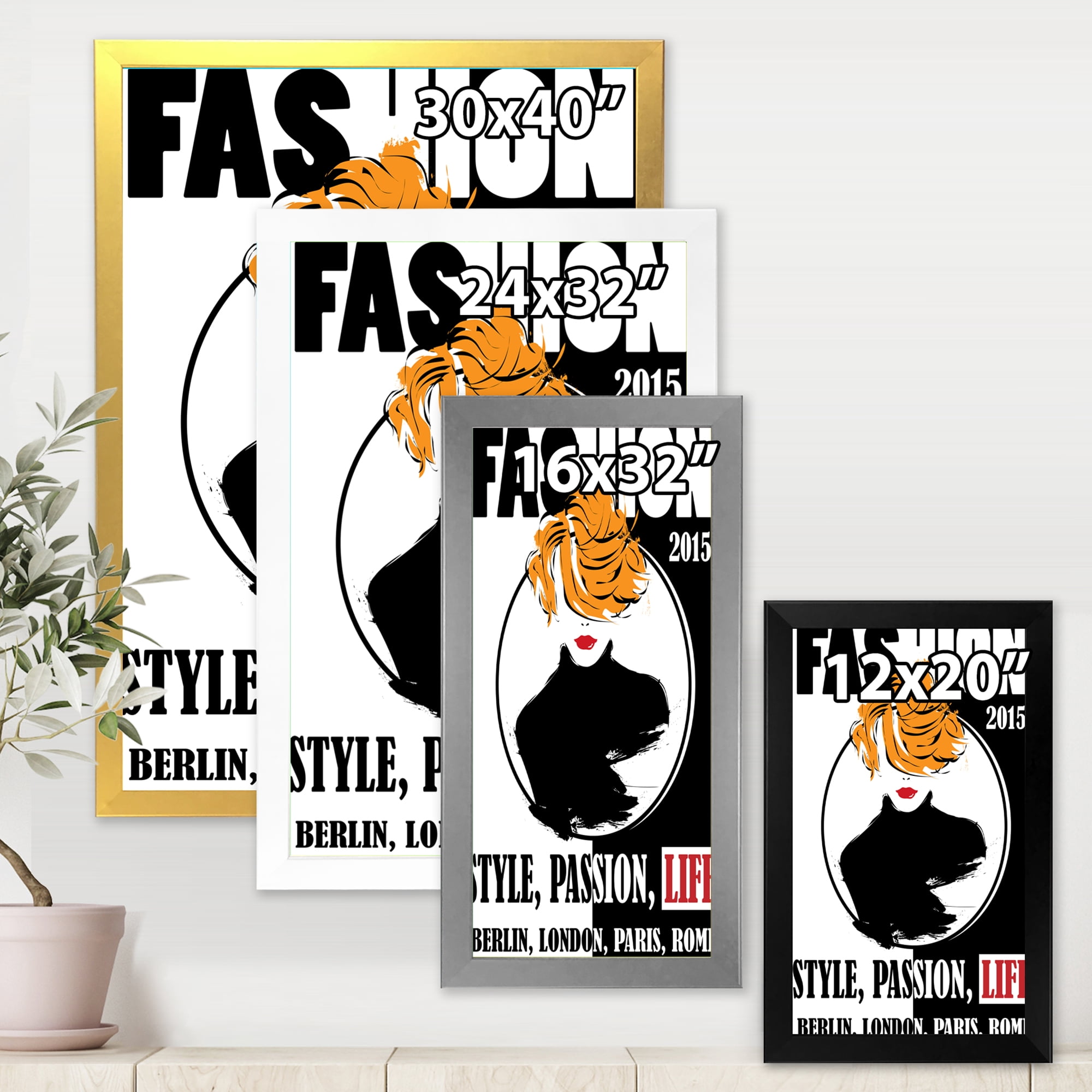 Designart 'Style Passion Life Fashion Woman V' Modern Framed Art Print