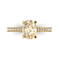 2.21 ct Oval Cut Natural Morganite Solitaire with Simulated Diamond Accents 18K Yellow Gold Womens Engagement Ring