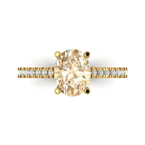 Solitaire with Accents Engagement Ring for Women - 2.21ct Natural Morganite in 18K Yellow Gold Promise Ring