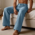 thumbnail image 6 of Lpmadey Men's Vintage Straight Leg Jeans Loose Fit Wide Leg Denim Pants Casual Trousers with Pockets for Daily Wear, 6 of 7