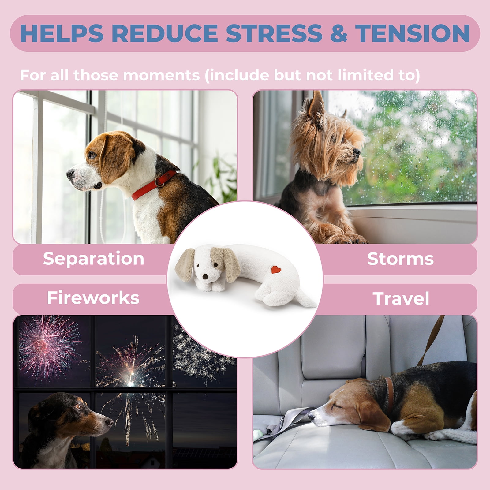 Heartbeat Puppy Toy for Dogs, Heartbeat Stuffed Animal for Anxiety Relief Calming Aid, Heartbeat Stuffed Toy for Behavioral Aid Crate Kennel Training, Puppy Essentials White