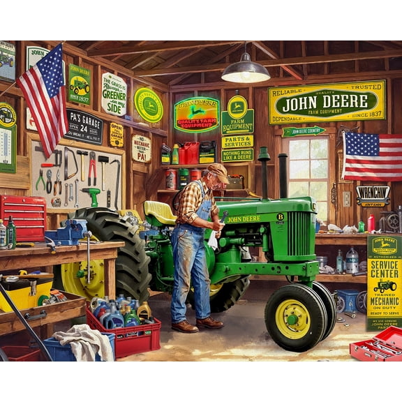 Springbok John Deere Grandpa's Garage 1000 Piece Jigsaw Puzzle for Adults - Poster Included