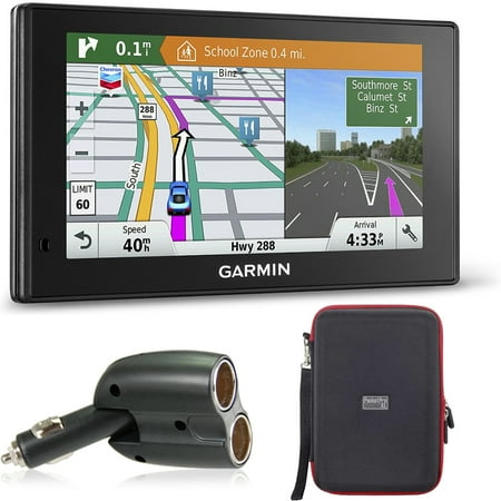 Garmin 010 - 01540 - 01 Drive Smart 60lmt Gps Navigator Charger Bundle Includes Garmin Drive Smart 60lmt, Ugc - 102 - bl Dual 12v Car Gps Charger And Pocket Pro Xl Hardshell Case