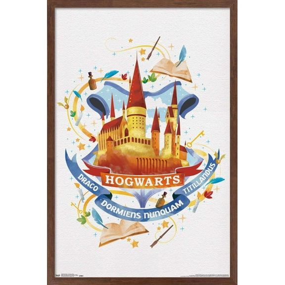 The Wizarding World: Harry Potter - Hogwarts Castle Charm Wall Poster, 14.725" x 22.375", Framed