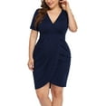 thumbnail image 5 of POSESHE Women's Plus Size Dresses, Deep V Neck Sexy Body Wrap Casual Dress, 5 of 5