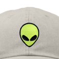 thumbnail image 2 of Dalix Alien Embroidered UFO Dad Hat Cotton Baseball Cap Adjustable Mens in Washed Stone White, 2 of 5