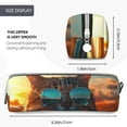 thumbnail image 3 of Pofeuu Cool Cat Driving Sunset Print Leather Pencil Case, Leather Pencil Pouch Large Capacity, Big Pencil Pouch with Zipper Vintage Pen Bag Fountain Pen Holder, 3 of 7