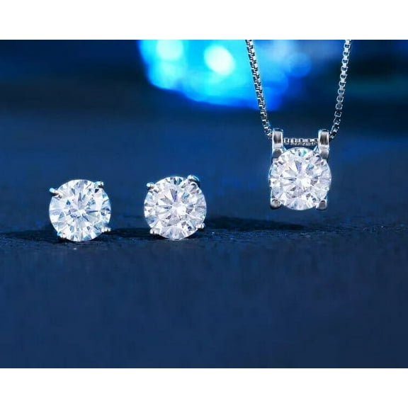 8MM 2Ct Round Cut Lab Created Diamond Fancy Jewelry Set 14K White Gold Plated