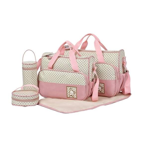 Waterproof Diaper Bag Set Durable And Stylish For Maternity Bag Mummy Cart Trolley Nappy Bag pink