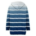 thumbnail image 5 of Womens Long Cardigan with Hood Fall Long Sleeve Striped Sweater Coats Strip Print Chunky Cable Knit Button Outerwear (Blue 3XL), 5 of 5
