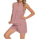 thumbnail image 3 of Camiseta de Manga Corta con Cuello en V para Mujeres con Pantalones Cortos de Bolsillo, Pantalones Casuales Y el Conjunto Superior para las Mujeres, 3 of 5