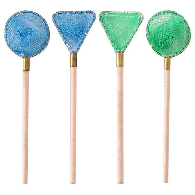 4Pcs Miniature Fishing Net Mini Fishing Tool Model Miniature Garden Pond Beach Accessory