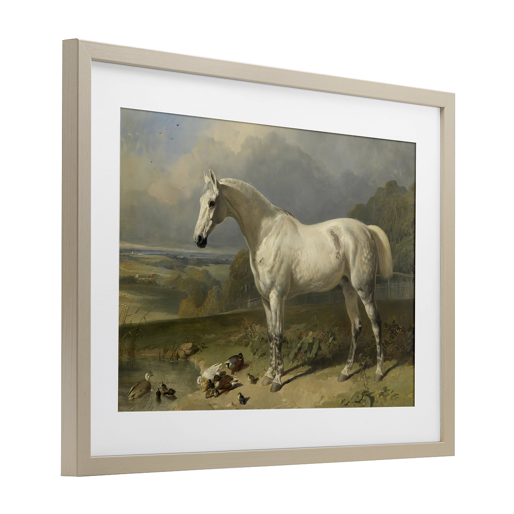 Stupell Industries Grey Horse And Ducks In Landscape Birch Framed Print Under Glass, design by Tina LeCour