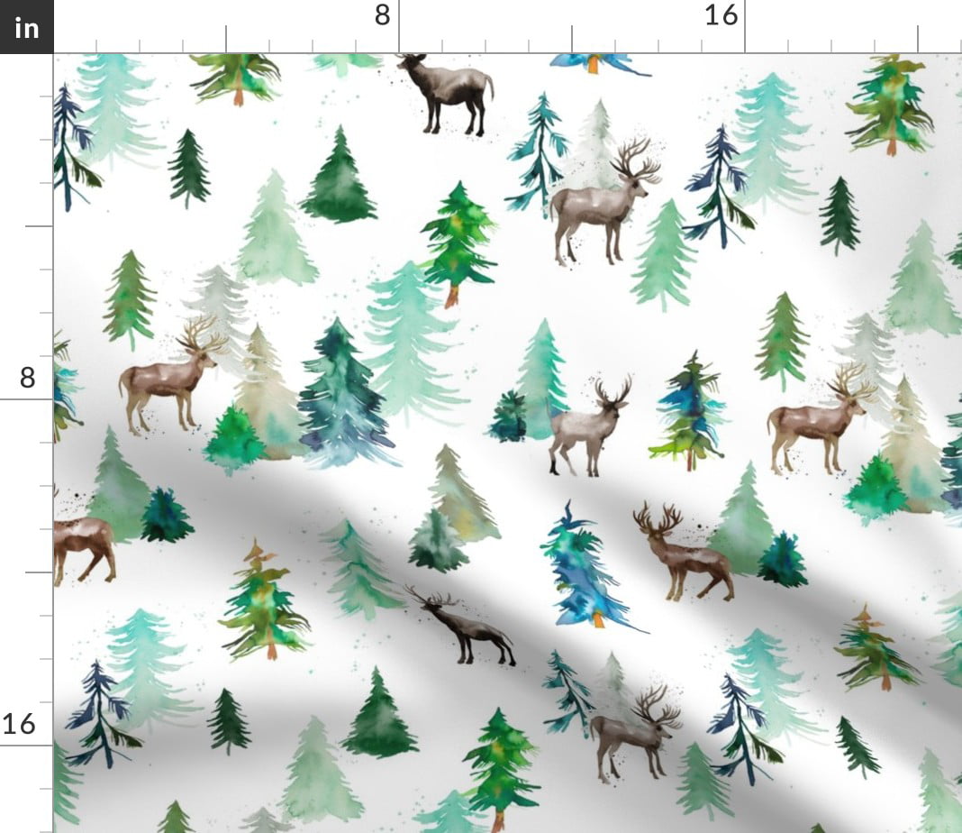 Forest Trees Christmas Christmas Tree Charcoal Spoonflower Fabric by the Yard 