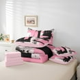 thumbnail image 6 of Manfei Abstract Geometric Graffiti 7 Pieces Bedding Comforter Set,Retro Splash Ink Full Bedding Set,Pink Black Stripes Fitted Sheet Flat Sheet For Girls Kids,Ultra Soft Home Decor Reversible, 6 of 8