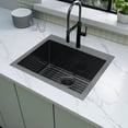 thumbnail image 5 of Milosen 25" x 22" x 10" Black Stainless Steel Drop-In Sink, 5 of 8