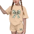 thumbnail image 3 of Jinhomg Girls Athletic Sets Cute Graphic Short Sleeve Tops and Yoga Shorts Workout Running Gym Summer Outfits for 4-15 Years, 3 of 7