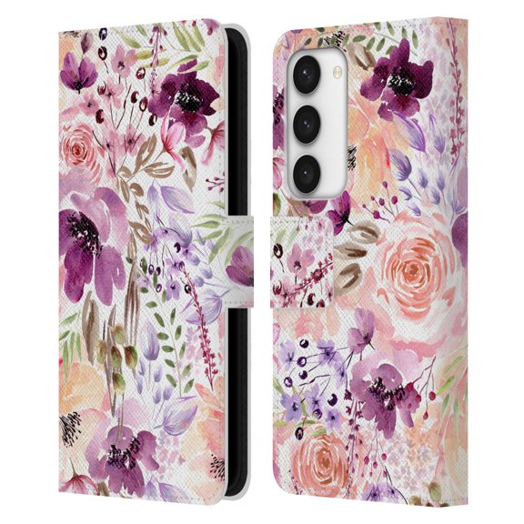 Head Case Designs Officially Licensed Anis Illustration Flower Pattern 3 Floral Chaos Leather Book Wallet Case Cover Compatible with Samsung Galaxy S23 5G