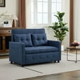 thumbnail image 2 of S-HOME Linen Pull Out Chair Bed with Adjustable Backrest, USB Port and Storage Pockets, Blue, 2 of 18