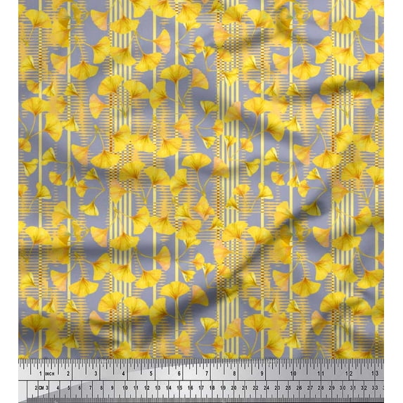 Soimoi Cotton Jersey Fabric Stripe & Buttercup Floral Print Fabric by The Yard 58 Inch Wide