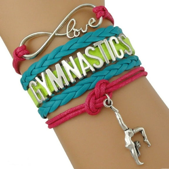 Divine Kids Gymnastics Leather and Suede Charm Bracelet