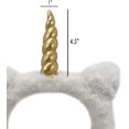 thumbnail image 3 of Fuzzy Soft White Unicorn Winter Cold Weather Outerwear Orejeras con Cuerno Relleno Dorado Adepaton CJWUS-6610, 3 of 4