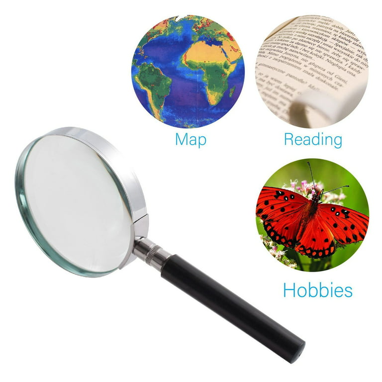 Insten Magnifying Glass 3 inches Ideal Size for Reading, 5X Handheld  Magnifier Loupe for Seniors & Kids