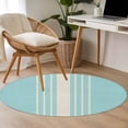 thumbnail image 5 of Abstract White Striped Round Living Room Rugs 4 ft, Modern Pink Linen Texture Washable Area Rug with Non-Slip Sturdy Edge Binding Round Carpet for Entryway Kitchen Bedroom Bathroom, 5 of 9