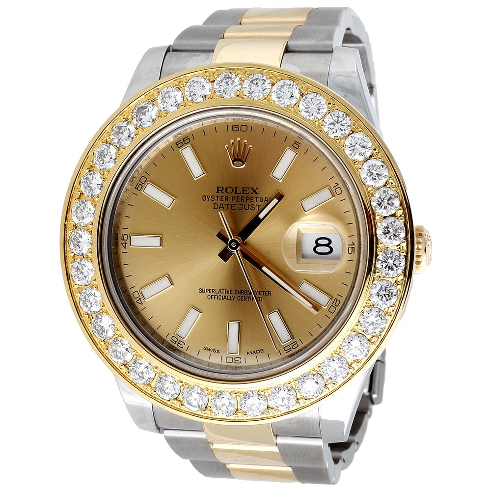 Men's Diamond 2 Tone Rolex DateJust 18K Gold / Stainless Steel 5.26Ct