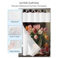 thumbnail image 2 of No Hook Shower Curtain with Snap in Liner Flowers Pink Shower Curtain -Fabric Waterproof Inner Liner, Tulips in Bottle Shower Curtains Washable 36"x72", 2 of 9