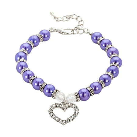 2/1pcs Cat Dog Pearl Collar Heart Shape Rhinestones Pearl Pet Necklace Adjustable Neck Strap Wedding Party Pet Jewelry Accessories For Puppy Small Cats