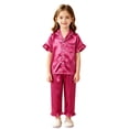 thumbnail image 2 of BOOMNY Girls 2 Peice Pajamas Sets Soft Short Sleeve Buttons Sleepwear Tops Pants Pjs Set for Kids Cozy Loungewear Homewear, 2 of 8