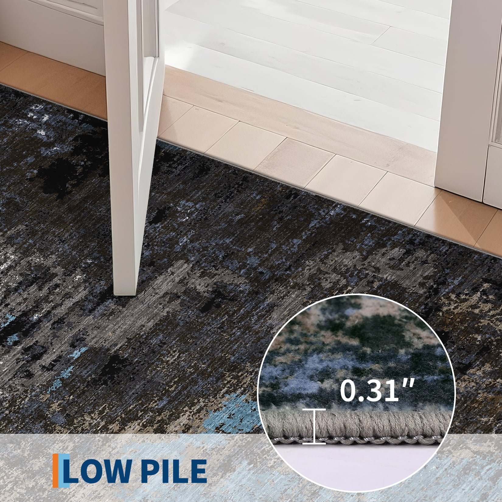 Garvee 6x9 Abstract Area Rugs Living Room Rug, Modern Washable Non-Slip Rugs Print Accent Carpet Stain-Resistant Low Pile Rug for Bedroom Dining Room Office Farmhouse, Brown