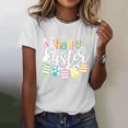 thumbnail image 5 of Pxiakgy Liquidation! T-Shirts de Pâques pour Femmes T-Shirt Lapin Heureux Col Rond Tee-Shirt Graphique Œuf de Pâques Hauts Graphiques de Vacances Mode Col Rond Imprimé de Pâques Manches Courtes T-Shirt Blanc G, 5 of 5
