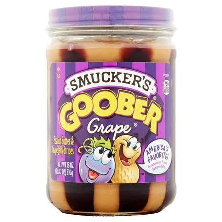 (3 Pack) Smucker's Goober Peanut Butter & Grape Jelly Stripes, 18