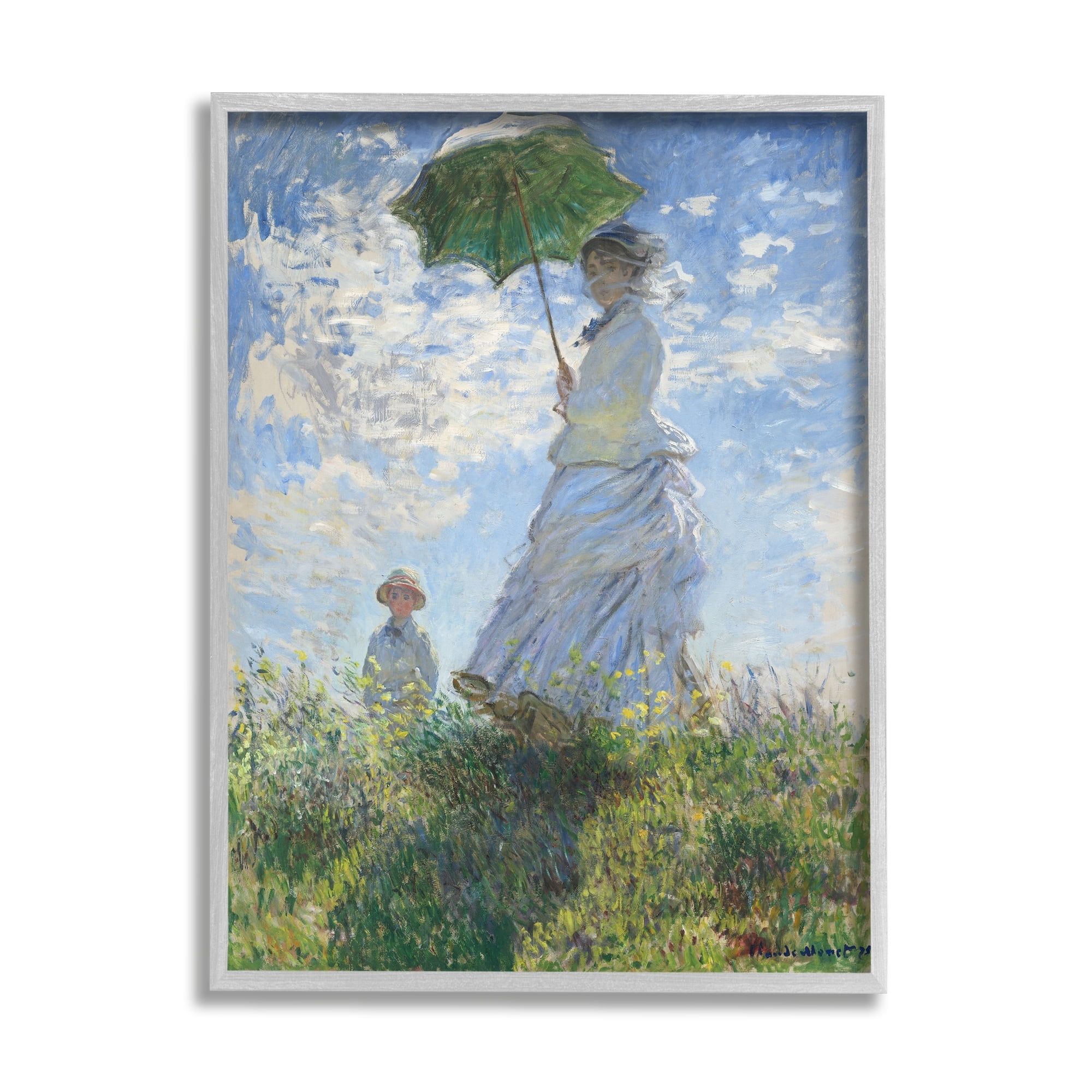 Stupell Industries Woman with a Parasol Classic Claude Monet Painting Painting Gray Framed Art Print Wall Art, Design by one1000paintings