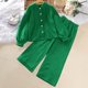 thumbnail image 2 of Odeerbi 8-12 Años Niños Niñas Algodón Conjuntos Camisa Manga Larga Pantalones Pierna Ancha Conjunto Primavera Solapa Camisa Pantalones Dos Piezas Conjunto, 2 of 9
