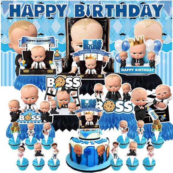 Boss Baby White Boy Party Supplies Honeycomb Centerpieces Table Toppers Decorations for Birthday Backdrop Banner