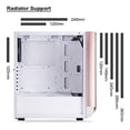 thumbnail image 3 of ATX Case/ ARGB Lighting/ 200mmx2+120mm Black Fan x1/Type Cx1+U3x2+CITA Audio x1/3.5"x2+2.5"x6 / TG Side Panel /Rose Gold AL Bezel+ White Body, 3 of 5