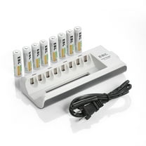 EBL Rechargeable AA Batteries 2800mAh General Purpose Battery, 8-Pack with 808 8 Bay Charger